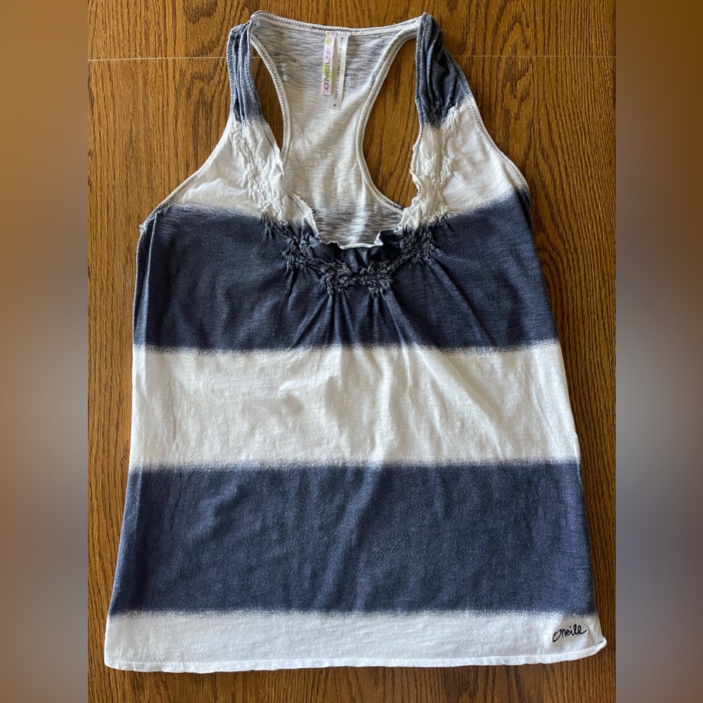 O’Neill Adorable Tank Top White and Blue Racerback Size S